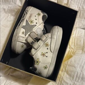Kids White and Silver Sneakers